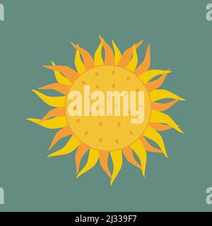 Giallo geometrico e arancio girasole su sfondo verde. Elemento di disegno vettoriale Illustrazione Vettoriale