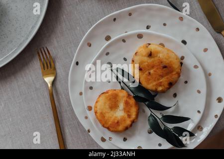 Colazione sana e delicata, dessert o snack. Vista dall'alto. Foto Stock