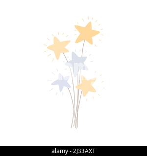 Un mucchio di stelle carine. Profumo di fiori cosmici. Illustrazione vettoriale delle stelle delle fate Illustrazione Vettoriale