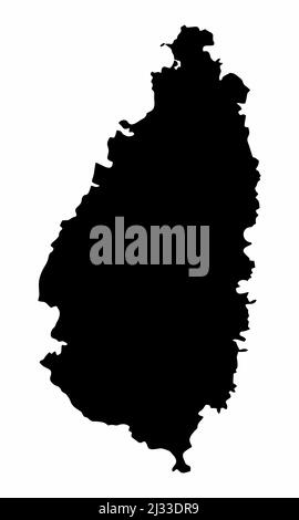 Mappa della silhouette di Santa Lucia isolata su sfondo bianco Illustrazione Vettoriale