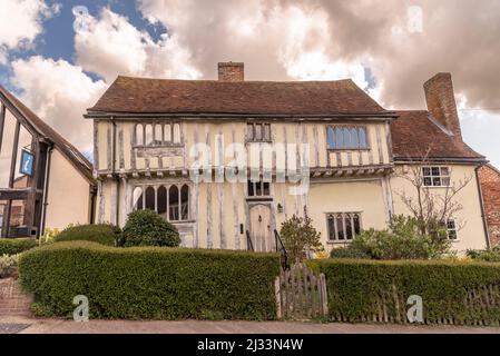 Vecchie case a graticcio a Lavenham, Regno Unito Foto Stock