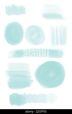 Insieme di sfondi acquerelli. Trama acquerello con pennellate. Un insieme di acquamarine acquerello dipinti. Foto Stock