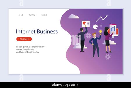 Modello creativo di Web site della pagina web per il commercio del Internet, illustrazione vettoriale Illustrazione Vettoriale