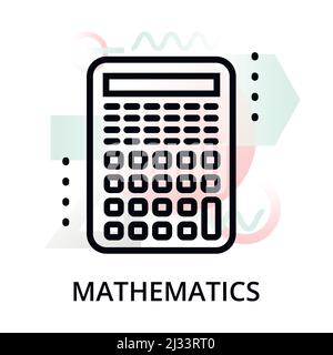 Icona del concetto di matematica su sfondo astratto da icone scientifiche impostate, per grafica e web design, moderna illustrazione vettoriale di linea modificabile Illustrazione Vettoriale