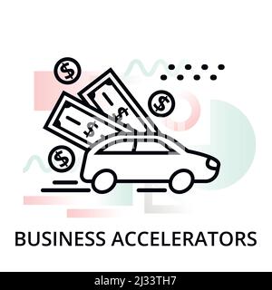 Icona degli acceleratori di business su sfondo astratto dal set di avvio, moderna illustrazione vettoriale di linea modificabile, per grafica e web design Illustrazione Vettoriale