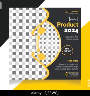 Modello post sui social media per i migliori prodotti in vendita Illustrazione Vettoriale