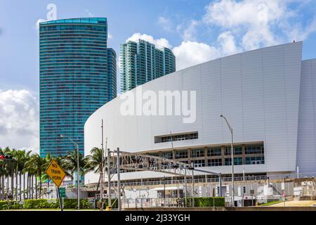 MIAMI, USA - 29 AGOSTO 2014: American Airlines Arena. Sede della squadra di pallacanestro dei Miami Heat. Foto Stock