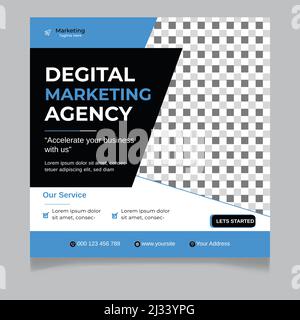Modello post Social Media Agency Degital Marketing Illustrazione Vettoriale