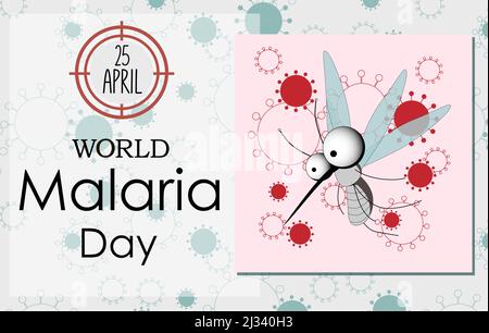 Illustrazione vettoriale Giornata Mondiale della malaria. Adatto per biglietti d'auguri, poster e striscioni. Si celebra ogni anno il 25 aprile e celebra l'effo globale Illustrazione Vettoriale