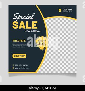 Vendita Speciale nuovo arrivo Fashion Social Media Post Template Illustrazione Vettoriale