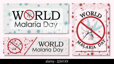 Illustrazione vettoriale Giornata Mondiale della malaria. Adatto per biglietti d'auguri, poster e striscioni. Si celebra ogni anno il 25 aprile e celebra l'effo globale Illustrazione Vettoriale