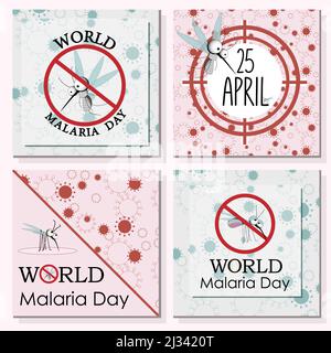 Illustrazione vettoriale Giornata Mondiale della malaria. Adatto per biglietti d'auguri, poster e striscioni. Si celebra ogni anno il 25 aprile e celebra l'effo globale Illustrazione Vettoriale