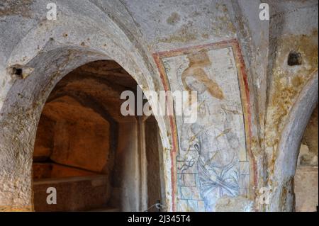 Matera, Italia 27/08/2010: Convinicio di S'Antonio, chiese rupestri a Sasso Caveoso. ©Andrea Sabbadini Foto Stock