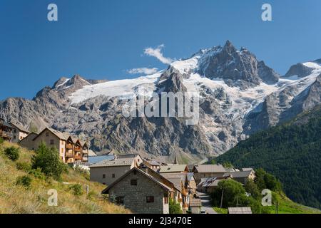 La Meije da le Chazelet, Rhones Alpes, Hautes-Alpes, Francia Foto Stock