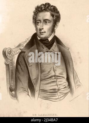 Alphonse de Lamartine, (21 ottobre 1790 - 28 febbraio 1869 ) ritratto di Carel Christiaan Antony Last, 1842 - 1887 Foto Stock