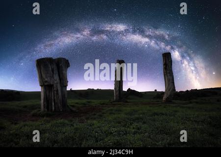 La Via Lattea sopra Turingia, Marksuhl, Germania Foto Stock