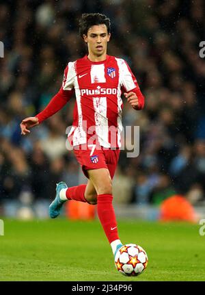 Sequeira Joao Felix di Atletico Madrid durante la prima tappa della finale della UEFA Champions League Quarter all'Etihad Stadium di Manchester. Data foto: Martedì 5 aprile 2022. Foto Stock