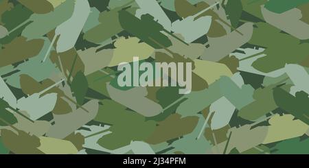 Modello senza cuciture Tank Military. Combattere il trasporto con l'arma. Macchina da guerra. Tema militare. Disegno camouflage per tessile, carta, poligraphy, gioco Illustrazione Vettoriale