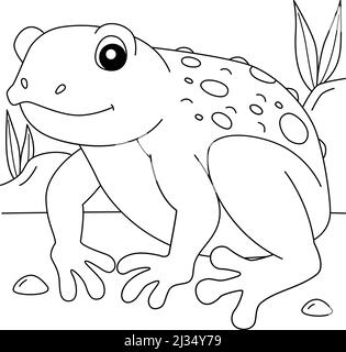 Cane Toad Frog animale colorazione pagina per bambini Illustrazione Vettoriale