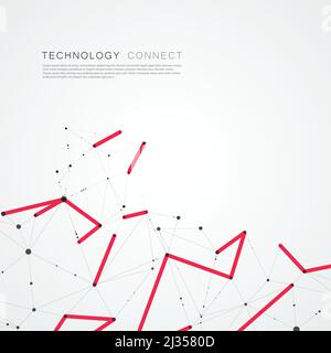Sfondo astratto della tecnologia poligonale con punti e linee collegati Illustrazione Vettoriale
