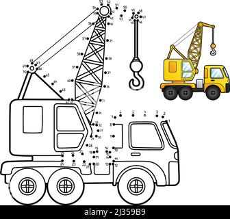 Pagina di colorazione da dot a Dot Crane isolata per bambini Illustrazione Vettoriale