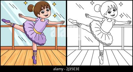 Ballerina Ballerina Girl Coloring Illustration Illustrazione Vettoriale