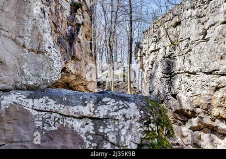 Massi alla Moss Rock Preserve di Hoover, Alabama, USA Foto Stock