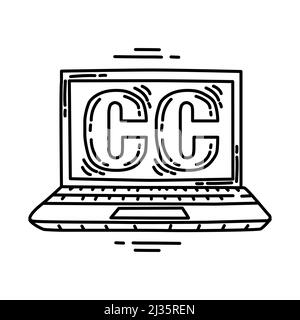 Modalità sottotitoli parte del computer e del sistema operativo disegno a mano icona Set Vector. Illustrazione Vettoriale