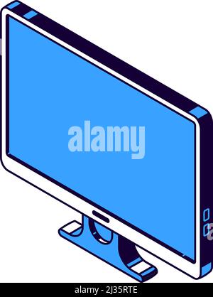 Monitor per computer, icone vettoriali isometriche per TV a schermo piatto Illustrazione Vettoriale