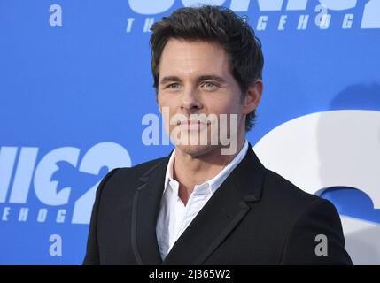 Los Angeles, Stati Uniti. 05th Apr 2022. James Marsden arriva al SONIC THE HEDGEHOG 2 Los Angeles Premiere tenuto al Regency Village Theatre di Westwood, CA martedì 5 aprile 2022. (Foto di Sthanlee B. Mirador/Sipa USA) Credit: Sipa USA/Alamy Live News Foto Stock