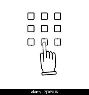 Il codice pin e la relativa icona. Password e sbloccare, accesso, identificazione, simbolo di sblocco. Appartamento illustrazione vettoriale. Il pulsante Illustrazione Vettoriale
