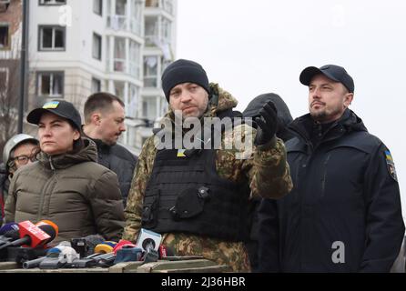 Non esclusiva: BUCHA, UCRAINA - 5 APRILE 2022 - Procuratore Generale dell'Ucraina Iryna Venediktova, Ministro degli Affari interni dell'Ucraina Denys Monasty Foto Stock