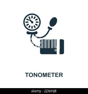 Icona del tonometro. Elemento semplice dalla raccolta di assistenza sanitaria. Icona del tonometro creativo per il web design, modelli, infografica e altro ancora Illustrazione Vettoriale
