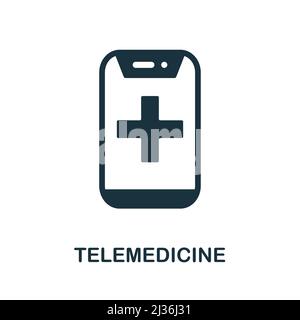 Icona Telemedicina. Elemento semplice della raccolta di innovazioni nel settore sanitario. Icona Telemedicina creativa per web design, modelli, infografie e altro ancora Illustrazione Vettoriale