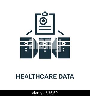 Icona dati sanitari. Elemento semplice della raccolta di innovazioni nel settore sanitario. Icona Creative Healthcare Data per web design, modelli, infografiche e. Illustrazione Vettoriale