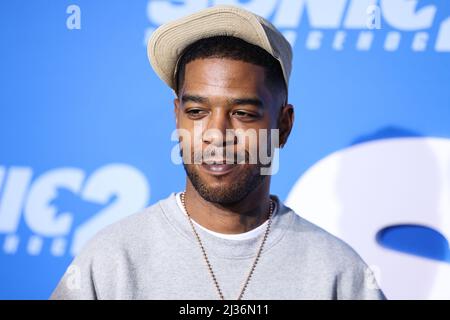 Westwood, Stati Uniti. 05th Apr 2022. WESTWOOD, LOS ANGELES, CALIFORNIA, USA - APRILE 05: Kid Cudi arriva al Los Angeles Premiere Screening of 'Sonic the Hedgehog 2' tenuto al Regency Village Theatre il 5 Aprile 2022 a Westwood, Los Angeles, California, Stati Uniti. (Foto di Xavier Collin/Image Press Agency) Credit: Image Press Agency/Alamy Live News Foto Stock