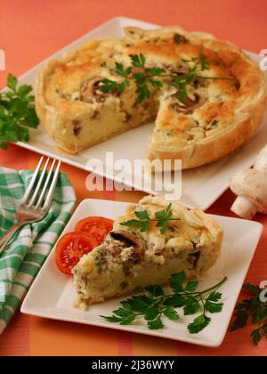Quiche di funghi. Foto Stock