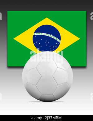 Pallone da calcio vuoto con bandiera della nazionale brasiliana. Foto Stock