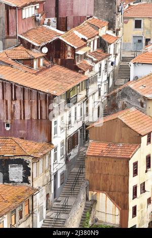 Vecchie case tetti a Porto Portogallo. Foto Stock