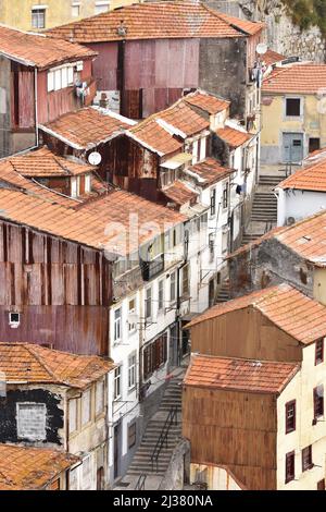 Vecchie case tetti a Porto Portogallo. Foto Stock