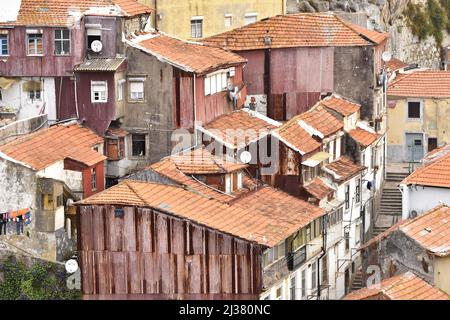 Vecchie case tetti a Porto Portogallo. Foto Stock