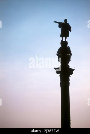 Monumento a Cristoforo Colombo a Barcellona, Spagna Foto Stock