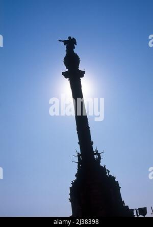 Monumento a Cristoforo Colombo a Barcellona, Spagna Foto Stock