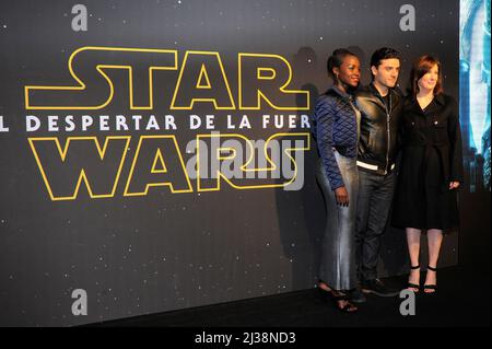 Lupita Nyong'o, Oscar Isaac, Kathleen Kennedy arriva al tappeto nero di 'Star Wars: Episodio VII - The Force Awakens' Fan Event al Cinepolis Antara ON Foto Stock