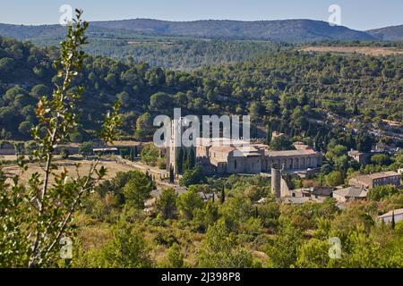 Lagrasse è un comune della Francia meridionale, situato nel dipartimento dell'Aude. Lagrasse fa parte dell'associazione Les Plus Beaux Villages de France. Foto Stock