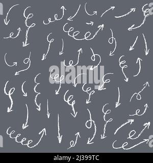 Set vettoriale di barbatella frecce del gesso disegnate a mano. Illustrazione Vettoriale