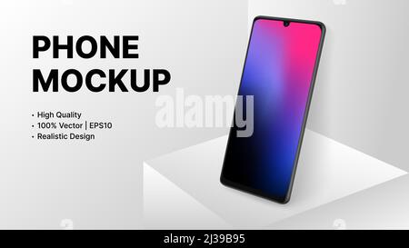 Mockup presentazione smartphone. Banner di alta qualità per la pubblicità sui dispositivi. Illustrazione vettoriale Illustrazione Vettoriale
