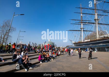 Il famoso Cutty Sark shipe e museo, Greenwich, Londra Inghilterra Regno Unito Foto Stock