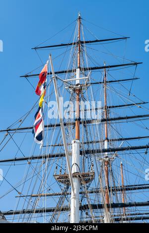 Il famoso Cutty Sark shipe e museo, Greenwich, Londra Inghilterra Regno Unito Foto Stock