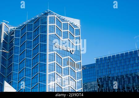 Edificio Enfit e Elektrilevi a Tallinn. Enfit è il maggiore produttore di energia e uno dei maggiori produttori di energia rinnovabile nei paesi baltici. Foto Stock